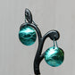 Aqua Blue Anodized Niobium Dangle Earrings with Fish Pattern