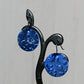 Blue Anodized Niobium Dangle Earrings with Sun and Moon Pattern