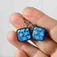Aqua Dichroic Glass Bubble Earrings
