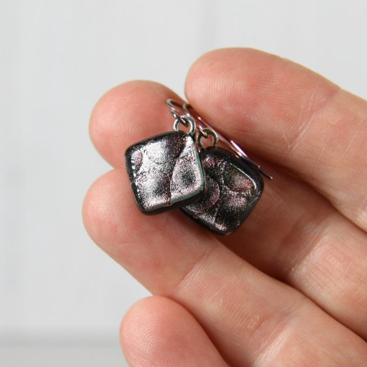Pale Pink Dichroic Glass Bubble Earrings