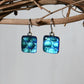 Aqua Dichroic Glass Bubble Earrings