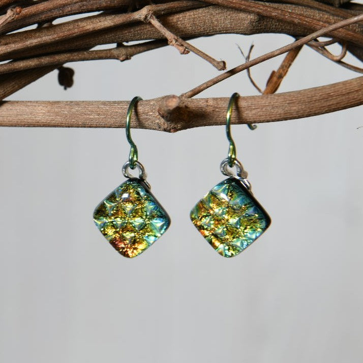 Fall Color Dichroic Glass Earrings