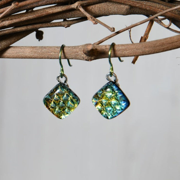 Fall Color Dichroic Glass Earrings