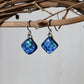 Blue Scale Pattern Dichroic Glass Earrings