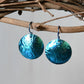 Turquoise Blue Anodized Niobium Dangle Earrings with Bubble Pattern