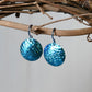 Turquoise Anodized Niobium Dangle Earrings with Fish School Pattern