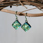Aqua and Gold Dichroic Glass Bubble Earrings