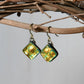 Green-ish Gold Dichroic Glass Bubble Earrings