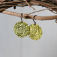 Yellow Anodized Niobium Dangle Earrings with Sunflower Pattern