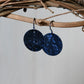 Blue Anodized Niobium Dangle Earrings with Sun and Moon Pattern