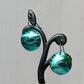 Aqua Blue Anodized Niobium Dangle Earrings with Fish Pattern