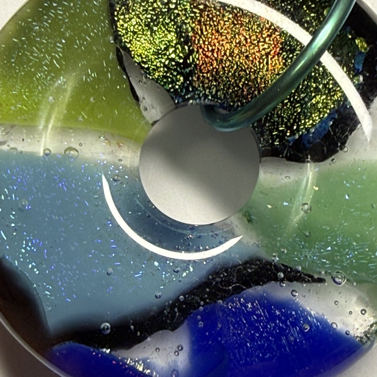 Blue and Green Dichroic Glass Pendant