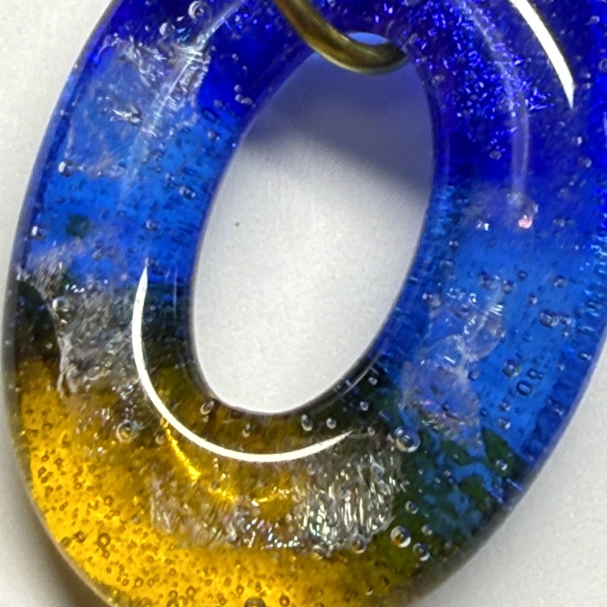 Blue and Yellow Dichroic Glass Pendant