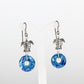 Blue Glass Earrings with Silver Accents