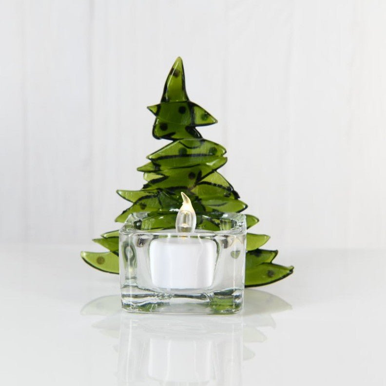 Christmas Tree Candle Holder from Upcycled Wine Bottle