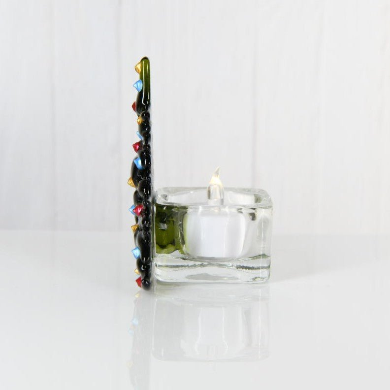 Christmas Tree Candle Holder from Upcycled Wine Bottle