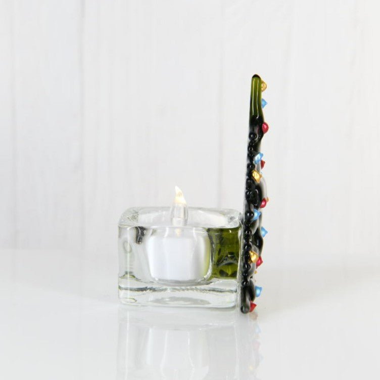 Christmas Tree Candle Holder from Upcycled Wine Bottle