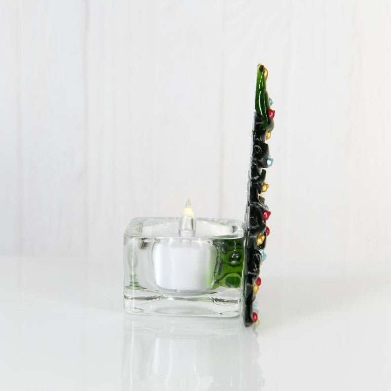 Christmas Tree Candle Holder from Upcycled Wine Bottle
