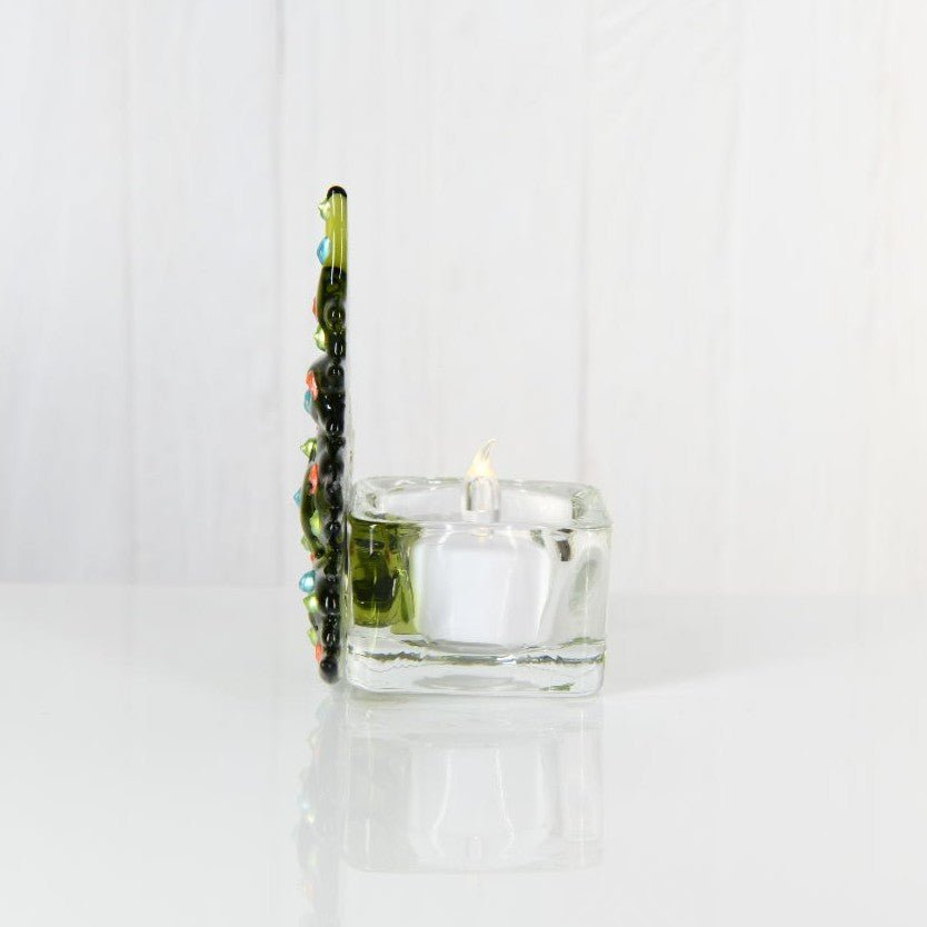 Christmas Tree Candle Holder from Upcycled Wine Bottle