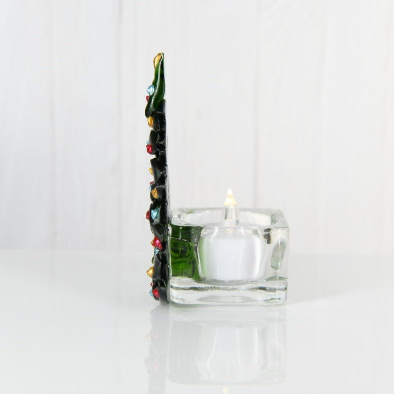 Christmas Tree Candle Holder from Upcycled Wine Bottle