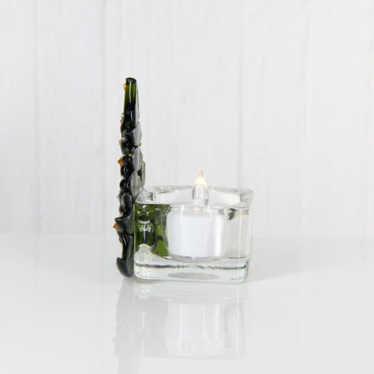 Christmas Tree Candle Holder from Upcycled Wine Bottle