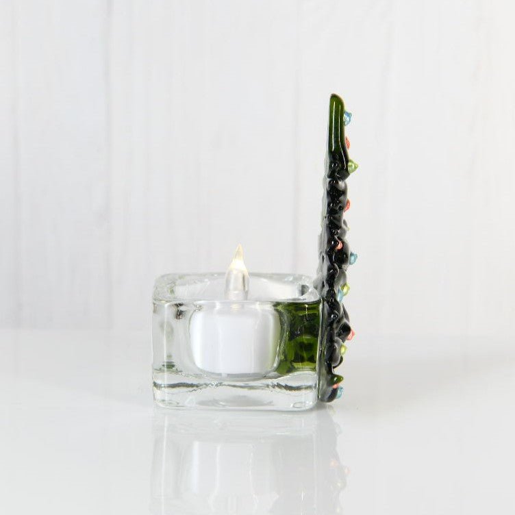 Christmas Tree Candle Holder from Upcycled Wine Bottle