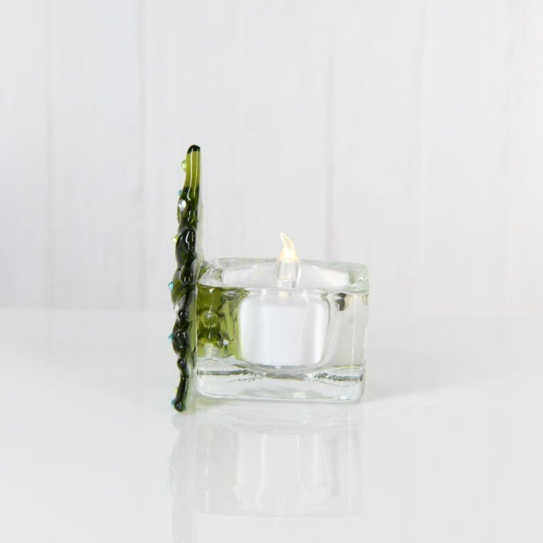 Christmas Tree Candle Holder from Upcycled Wine Bottle