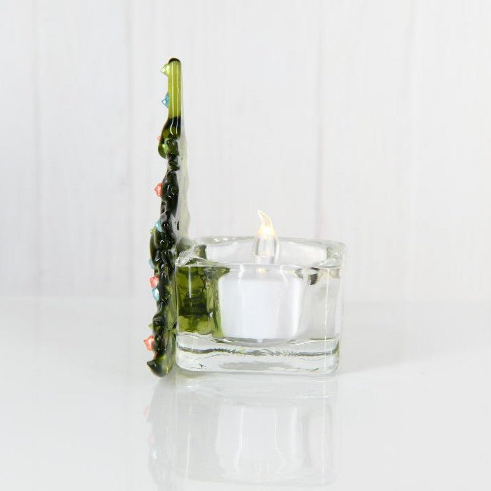 Christmas Tree Candle Holder from Upcycled Wine Bottle