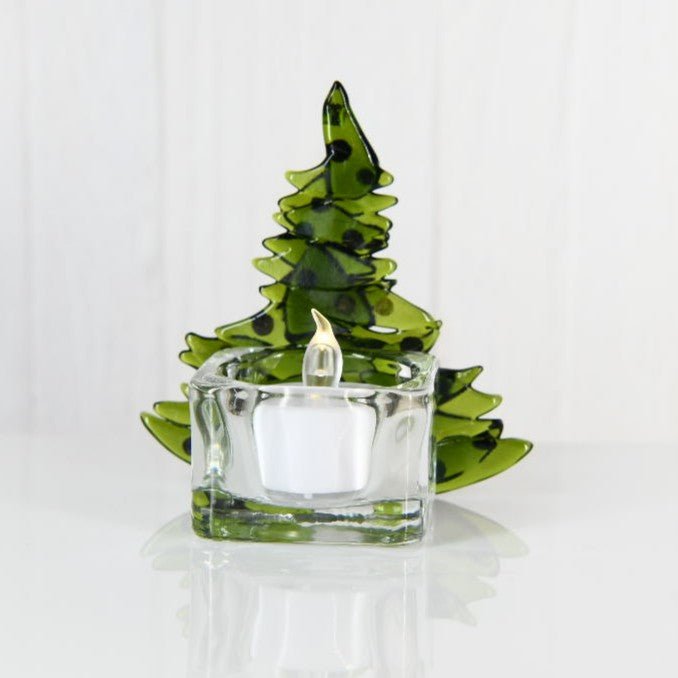 Christmas Tree Candle Holder from Upcycled Wine Bottle