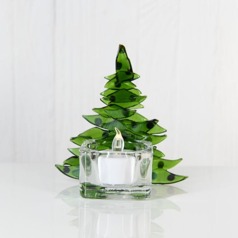 Christmas Tree Candle Holder from Upcycled Wine Bottle