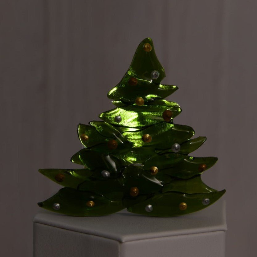 Christmas Tree Candle Holder from Upcycled Wine Bottle