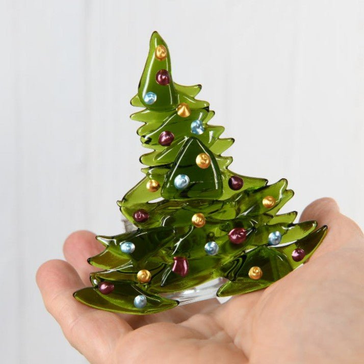Christmas Tree Candle Holder from Upcycled Wine Bottle