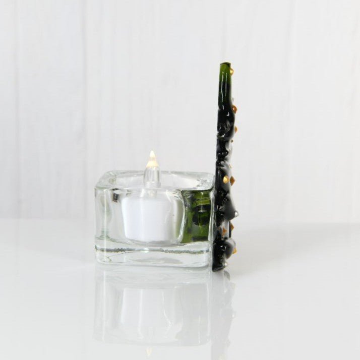 Christmas Tree Candle Holder from Upcycled Wine Bottle