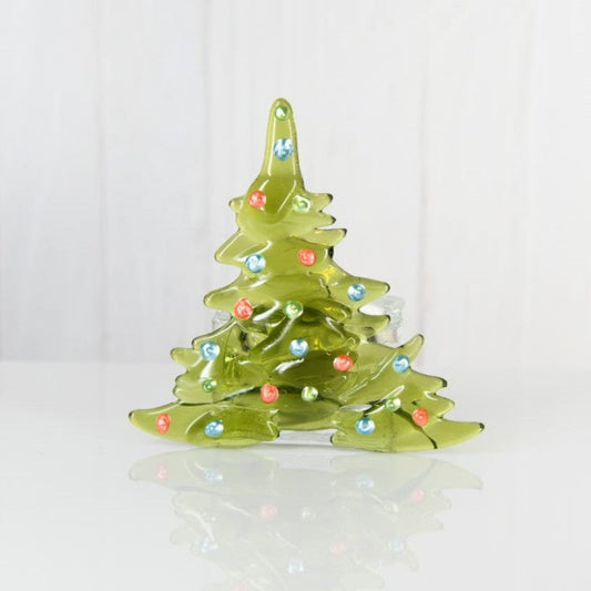 Christmas Tree Candle Holder from Upcycled Wine Bottle