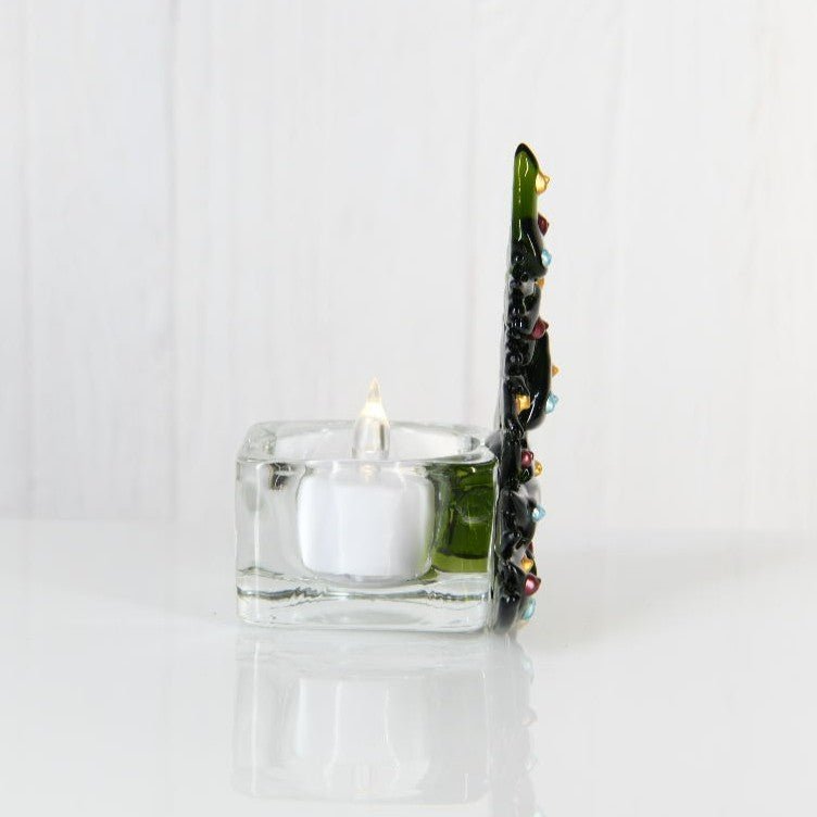 Christmas Tree Candle Holder from Upcycled Wine Bottle