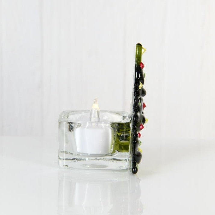 Christmas Tree Candle Holder from Upcycled Wine Bottle