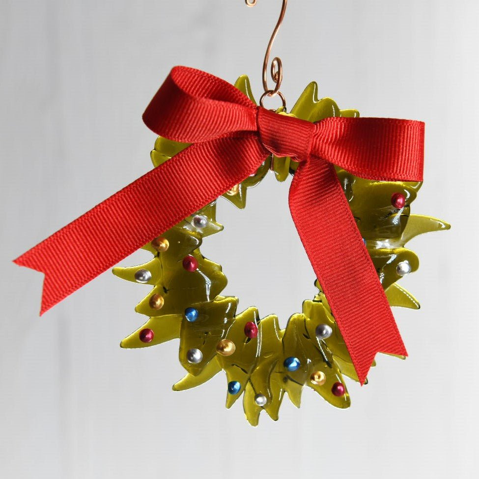 Christmas Tree Wreath from Upcycled Wine Bottle