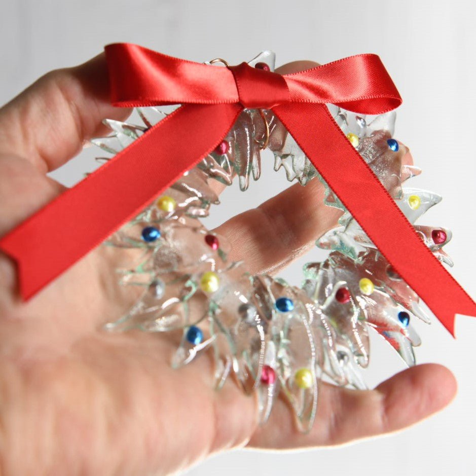 Christmas Tree Wreath from Upcycled Wine Bottle