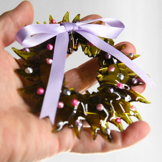 Christmas Tree Wreath from Upcycled Wine Bottle