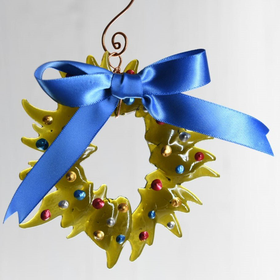 Christmas Tree Wreath from Upcycled Wine Bottle