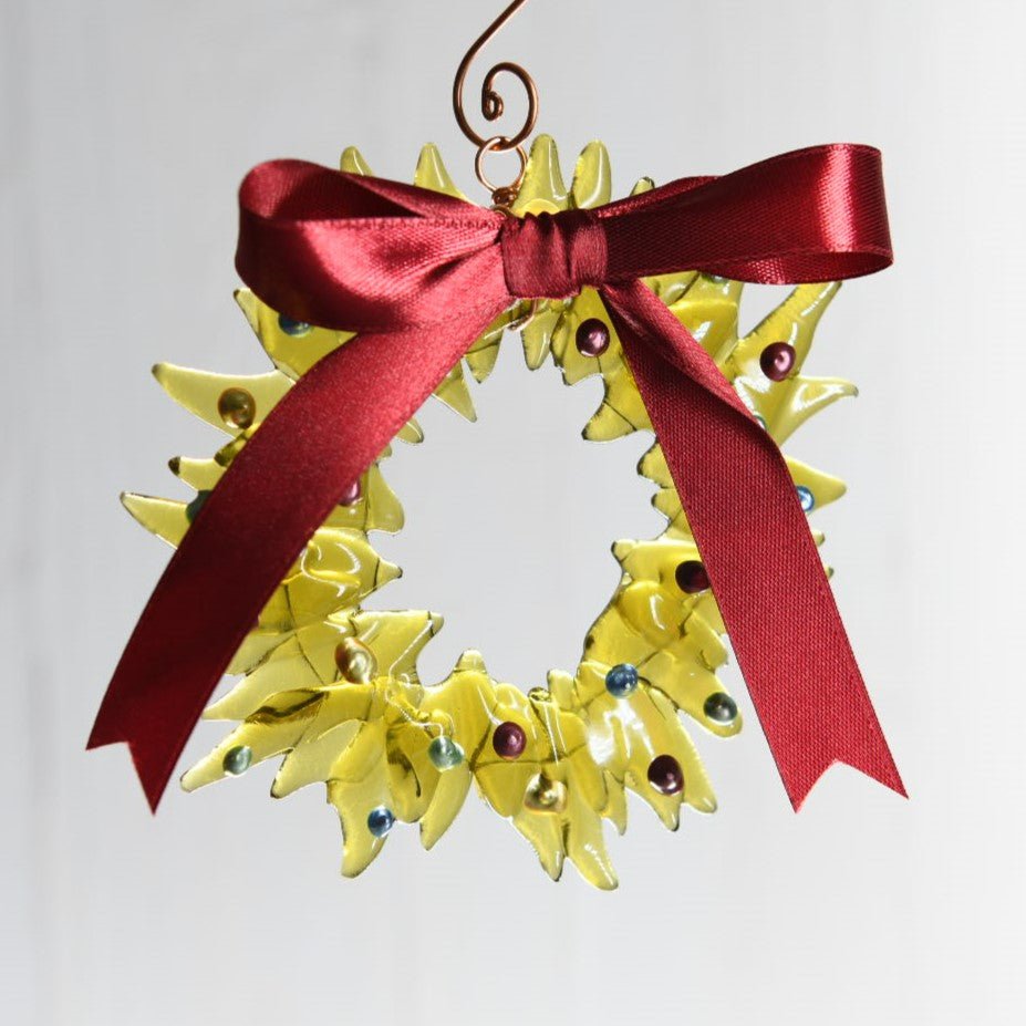 Christmas Tree Wreath from Upcycled Wine Bottle