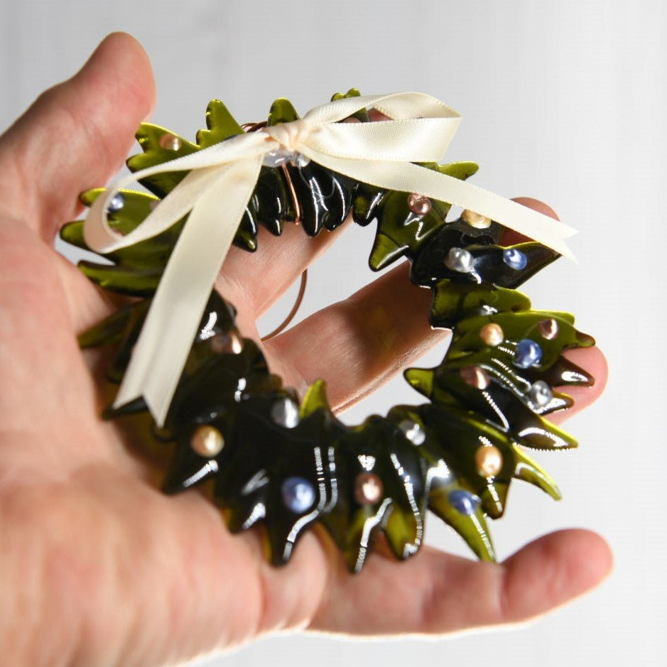 Christmas Tree Wreath from Upcycled Wine Bottle