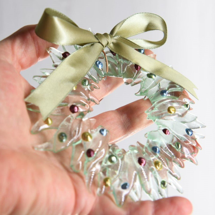 Christmas Tree Wreath from Upcycled Wine Bottle