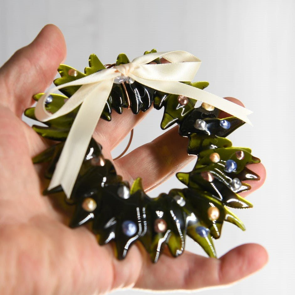 Christmas Tree Wreath from Upcycled Wine Bottle