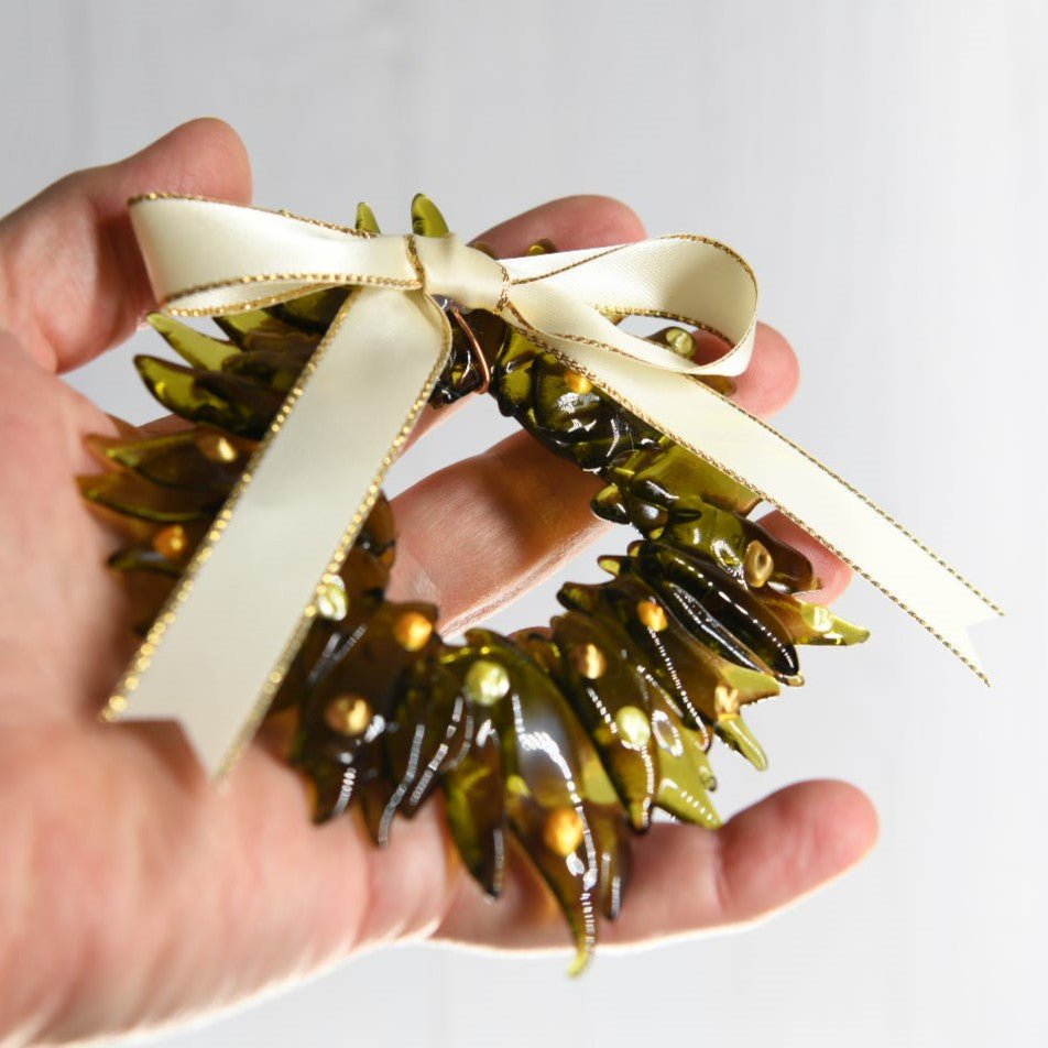Christmas Tree Wreath from Upcycled Wine Bottle