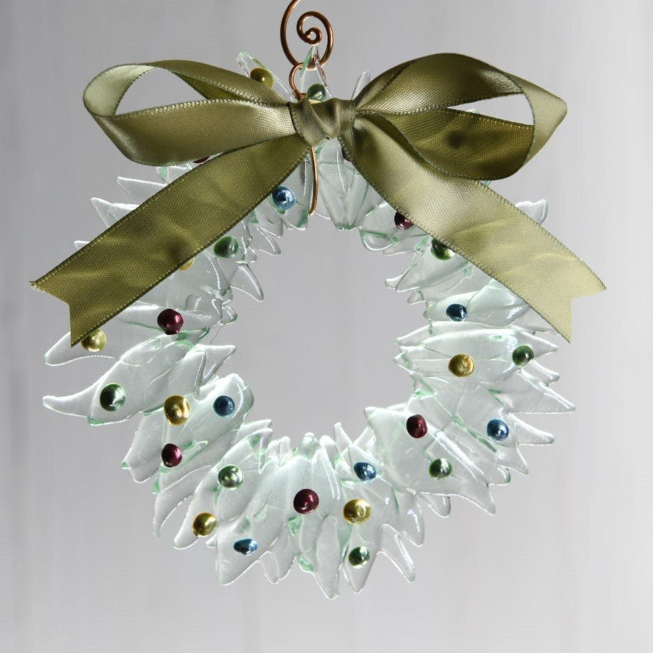 Christmas Tree Wreath from Upcycled Wine Bottle