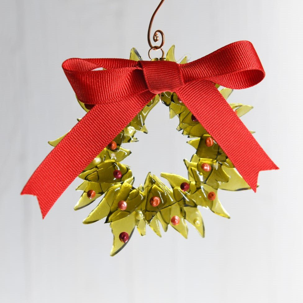 Christmas Tree Wreath from Upcycled Wine Bottle