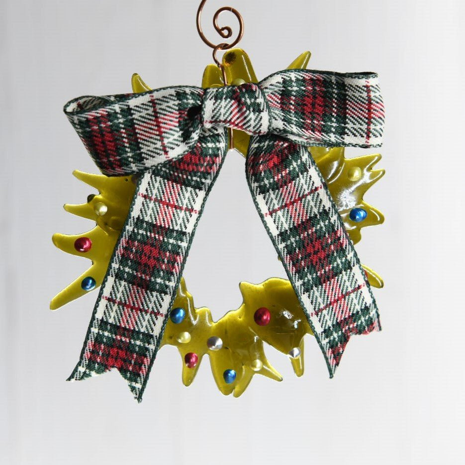 Christmas Tree Wreath from Upcycled Wine Bottle