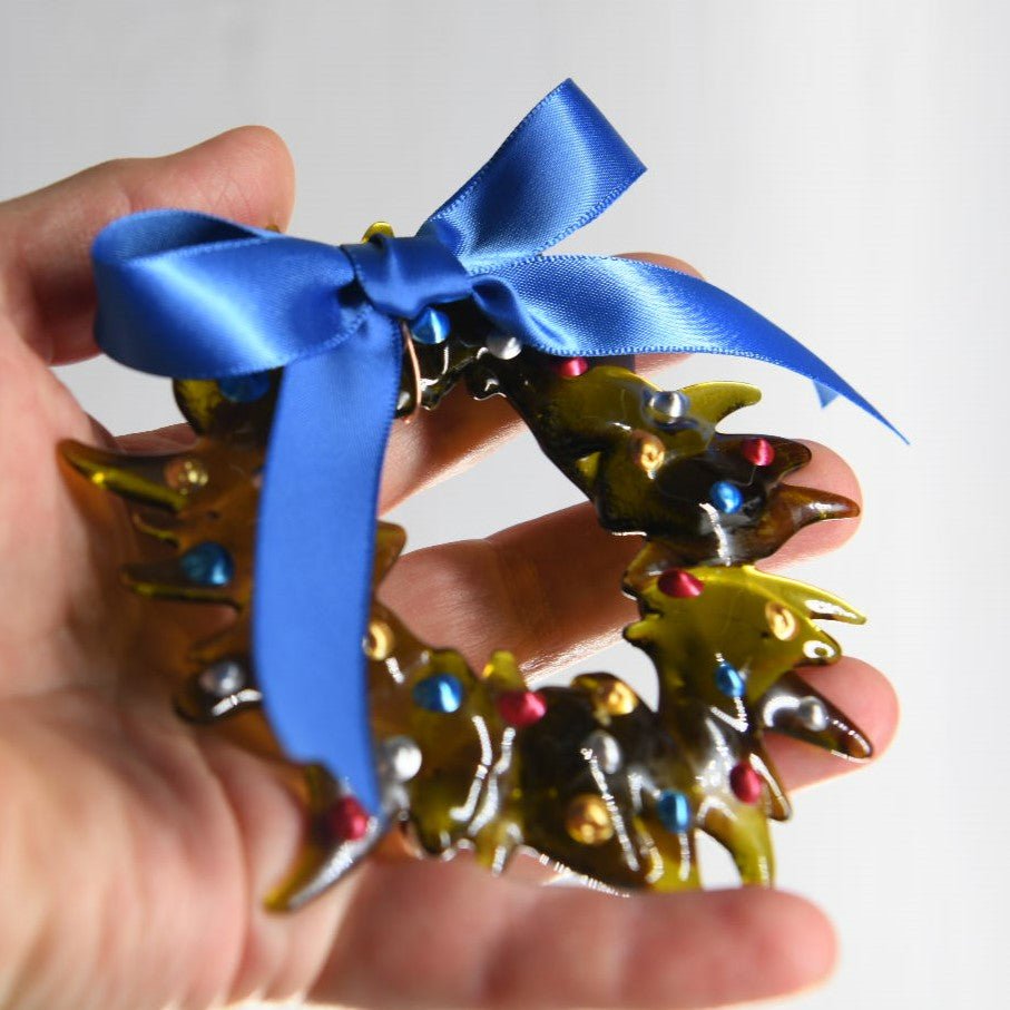 Christmas Tree Wreath from Upcycled Wine Bottle