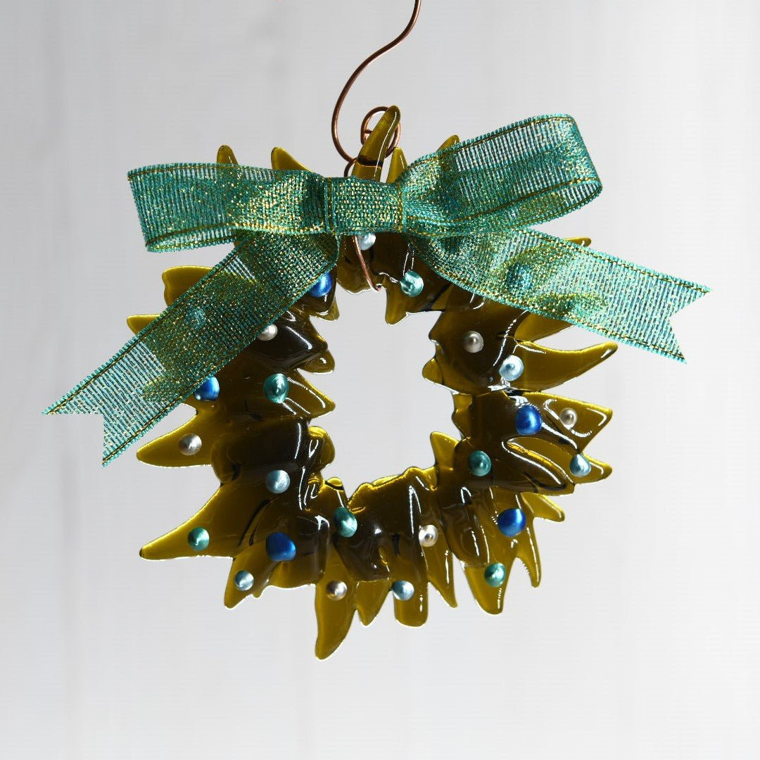 Christmas Tree Wreath from Upcycled Wine Bottle
